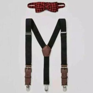 Boy's Bow Tie & Suspender Set - Cat & Jack Red & Black